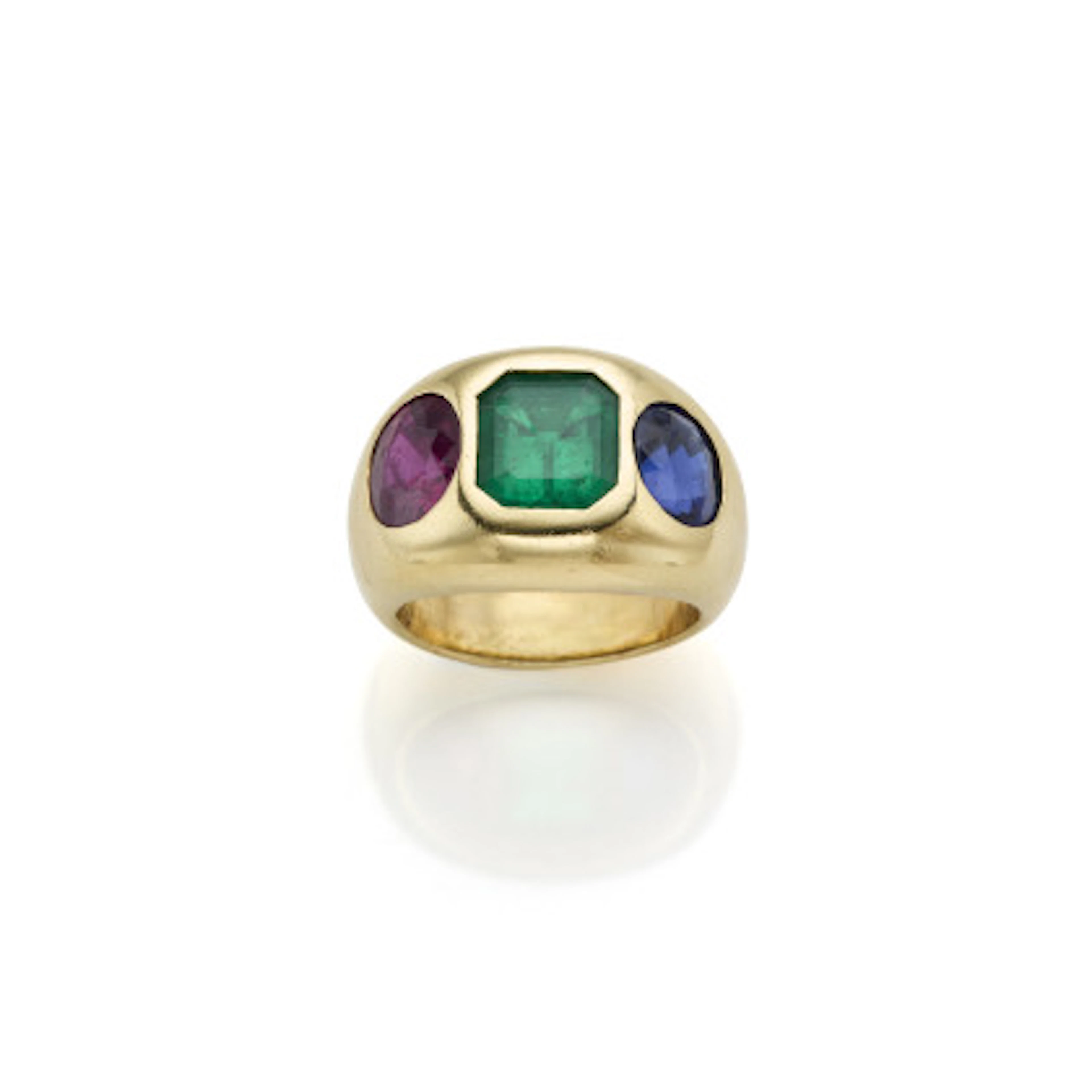 * Anello in oro giallo con smeraldo ottagonale di ct. 3,00 circa