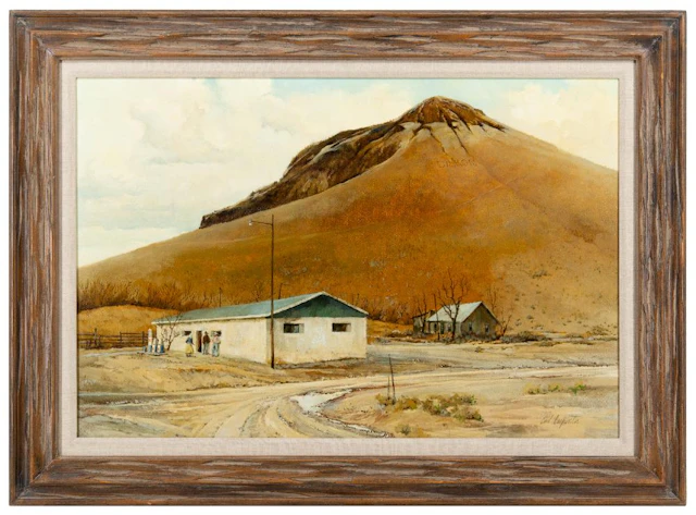EARL CARPENTER "DILKON TRADING POST" OIL ON CANVAS