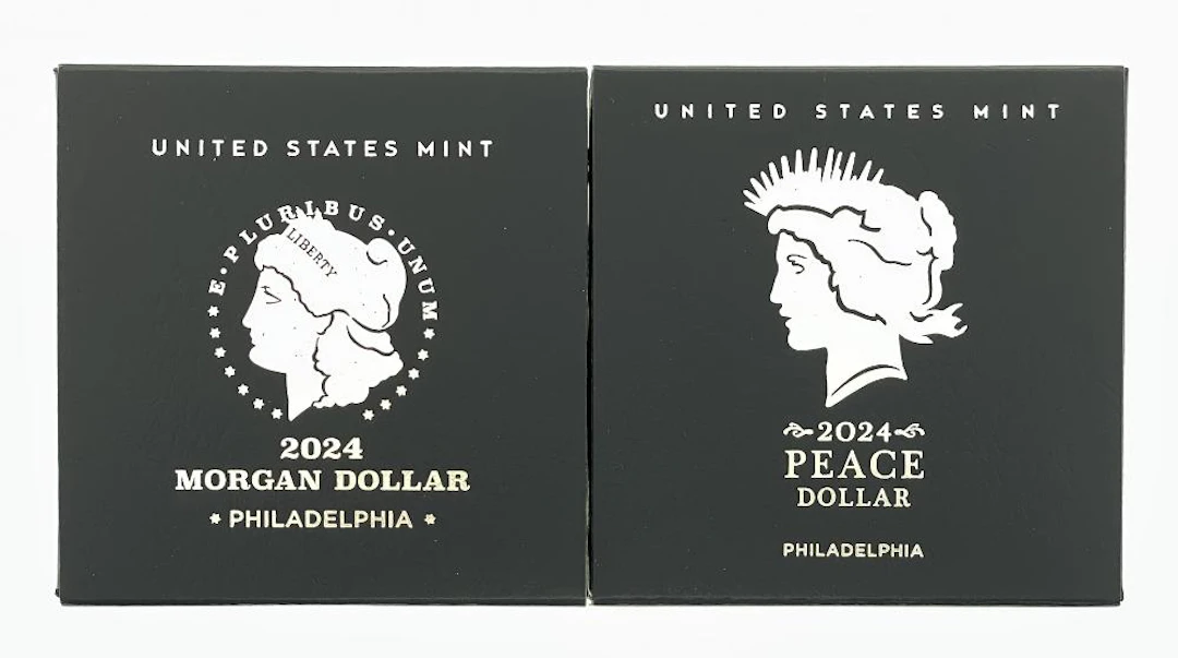 LOT OF 2 2024-P MORGAN & PEACE ANNIVERSARY .999 SILVER DOLLARS UNC
