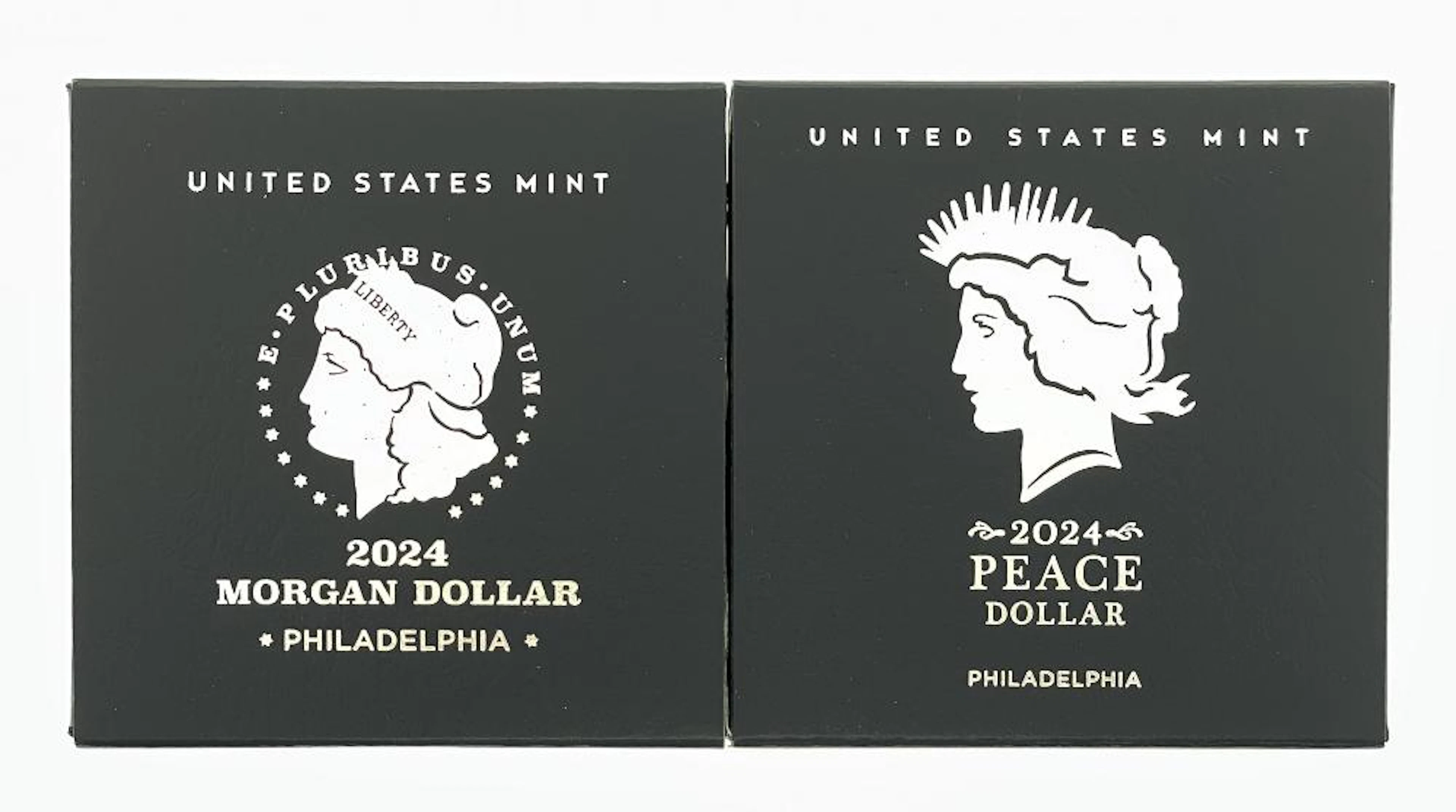 LOT OF 2 2024-P MORGAN & PEACE ANNIVERSARY .999 SILVER DOLLARS UNC