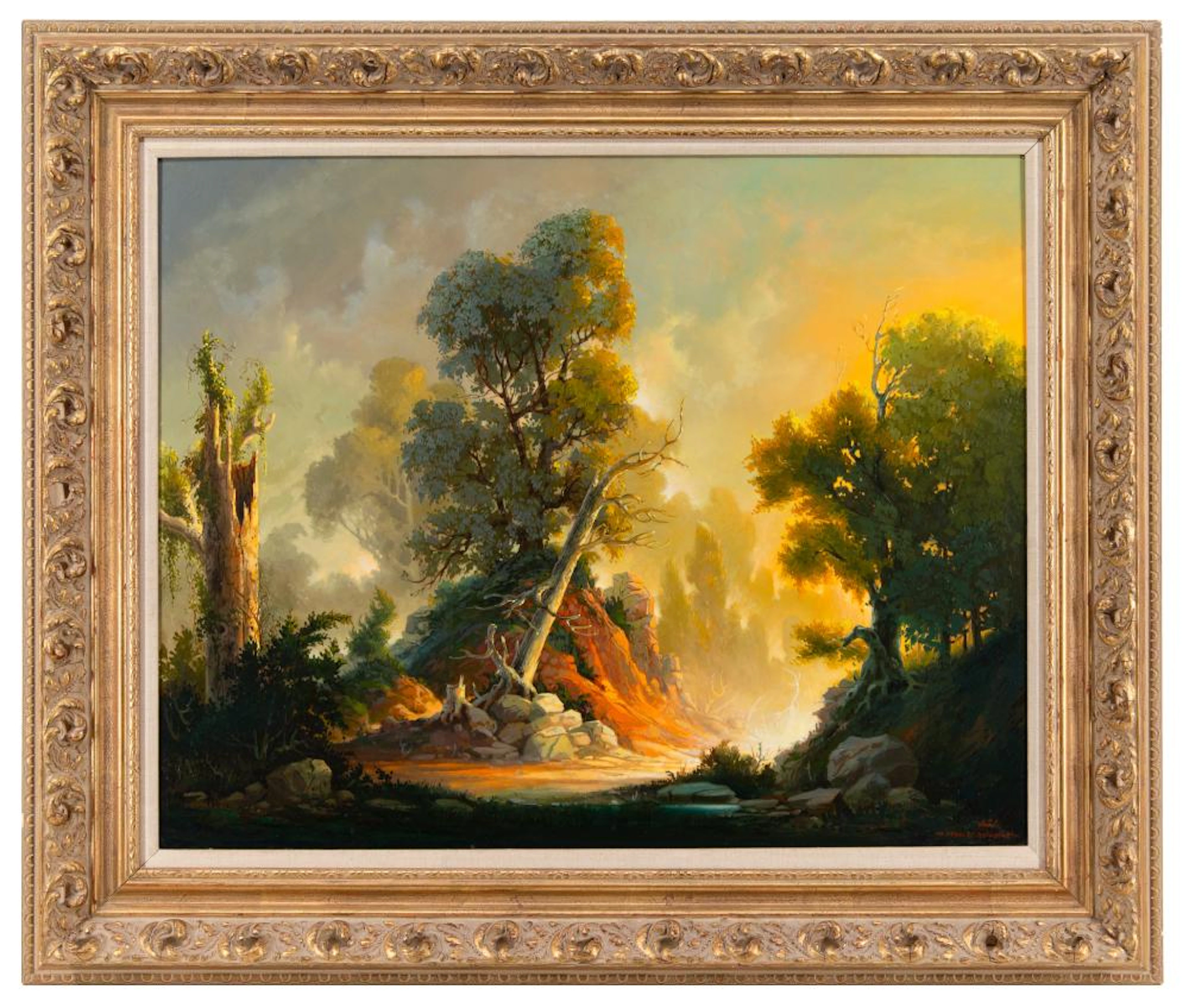CHARLES RHINEHART UNTITLED (LANDSCAPE) OIL ON BOARD