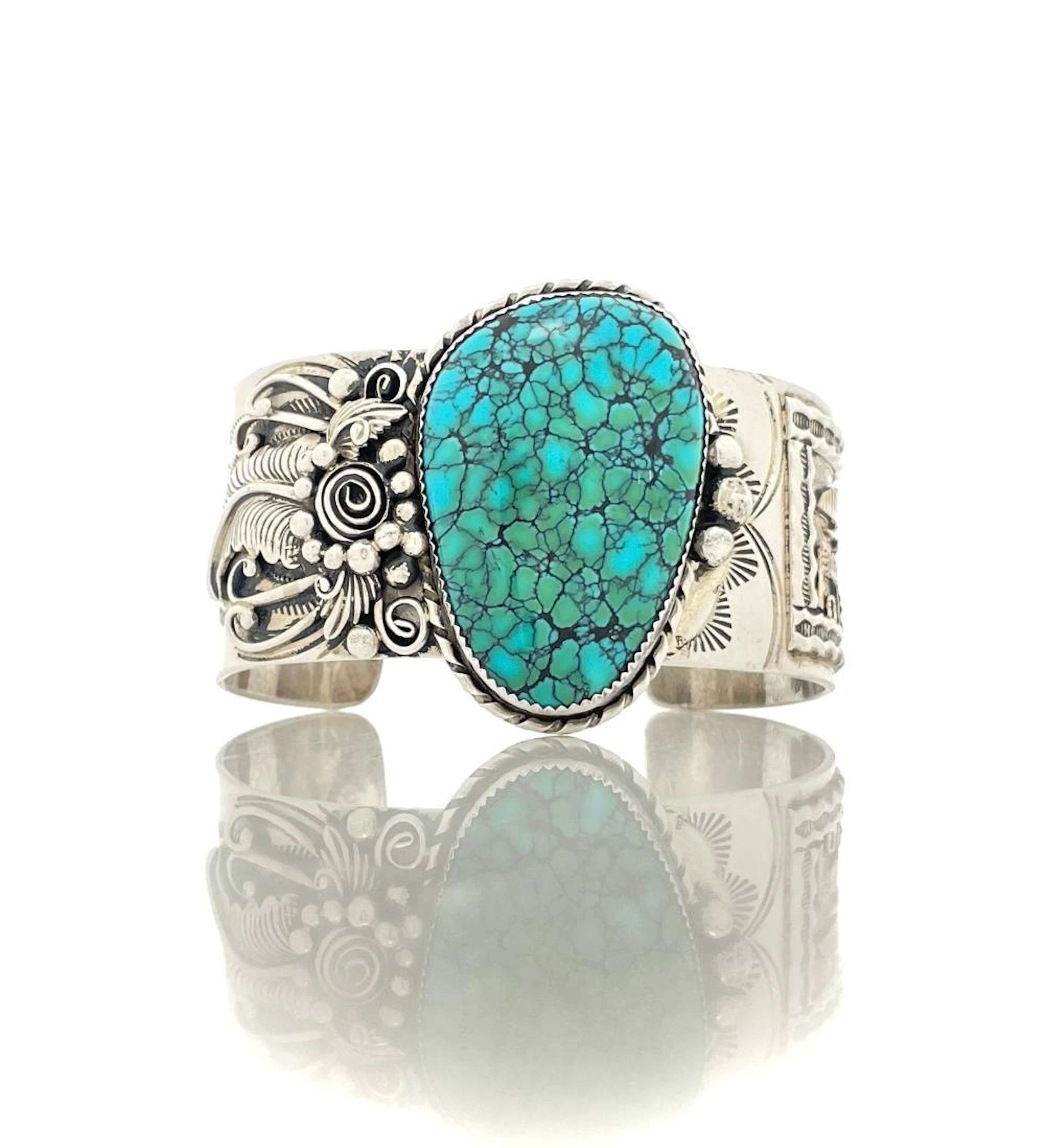 GENE NATAAN NAVAJO STERLING SILVER & 14K YELLOW GOLD LONE MOUNTAIN