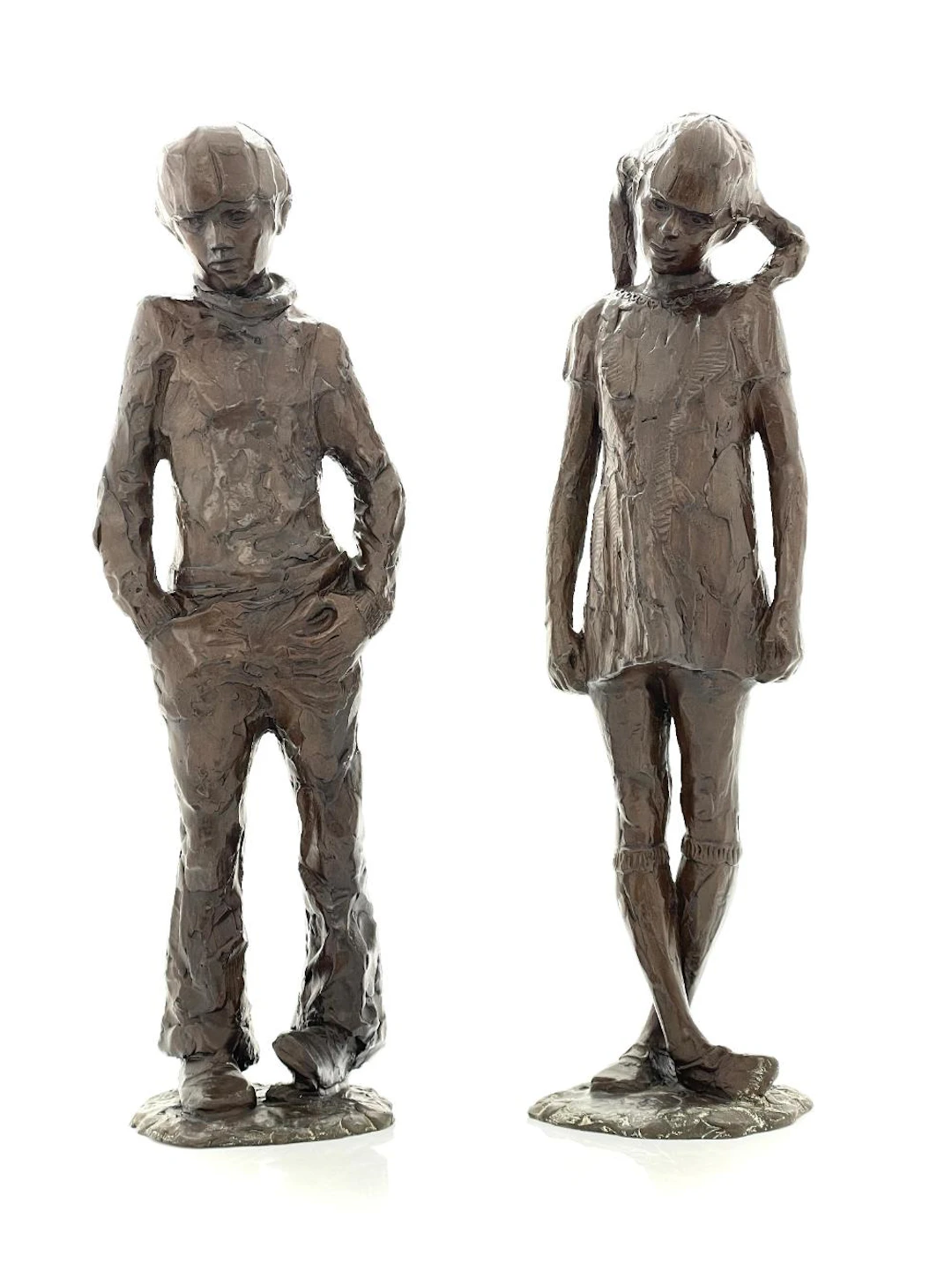 DALLAS ANDERSON "BOY & GIRL" BRONZE SCULPTURE