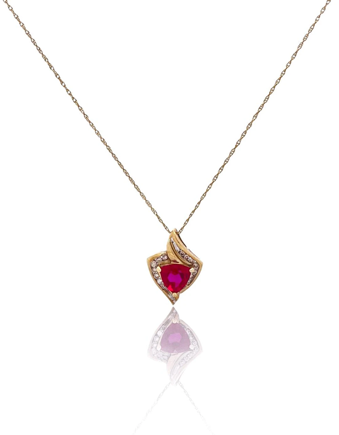 10K YELLOW GOLD 1.04CTTW RUBY & DIAMOND PENDANT NECKLACE