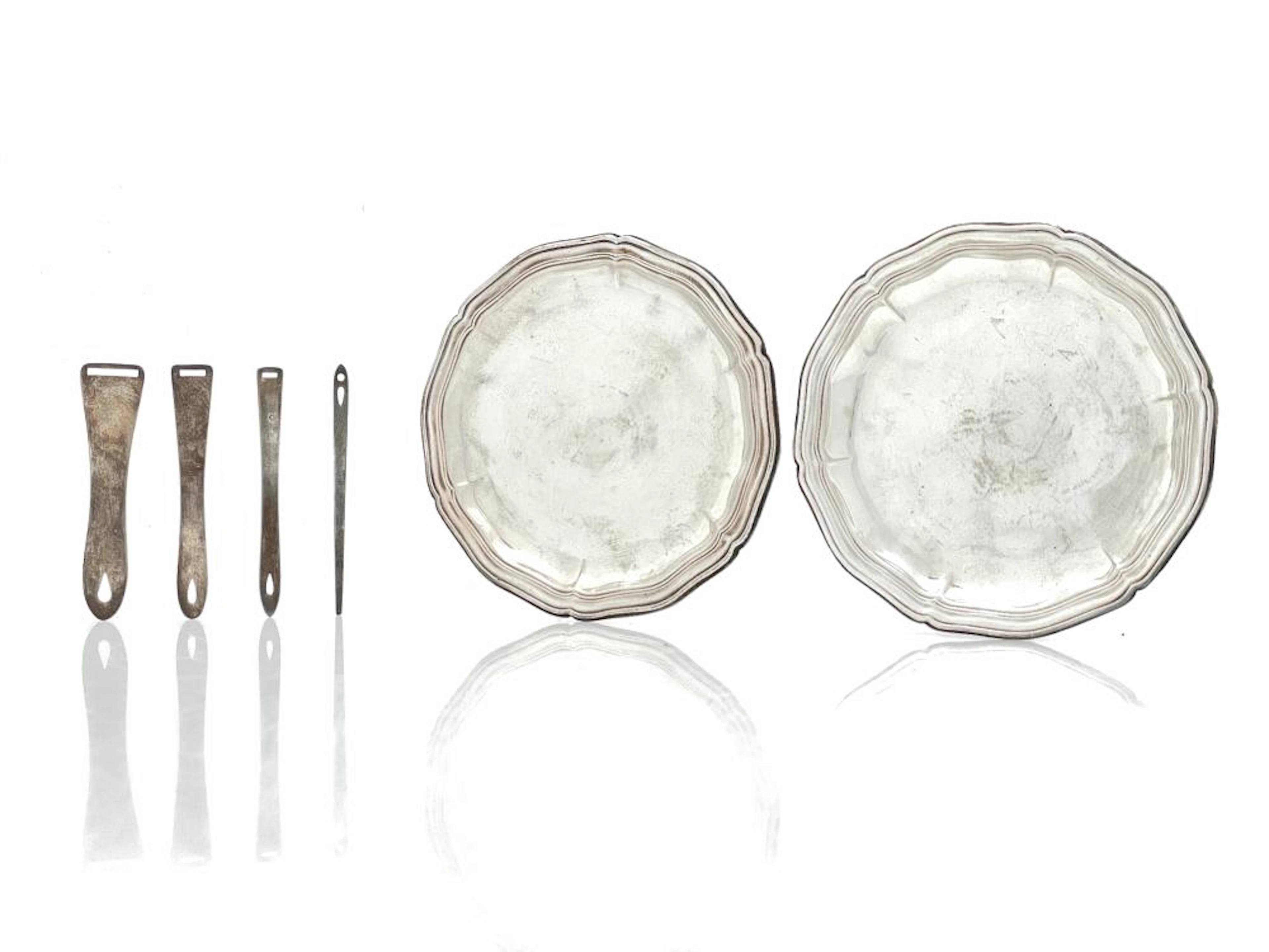 LOT OF 6 STERLING SILVER & 800 SILVER DISHES & BODKINS