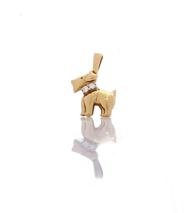 DIAMONIQUE14K YELLOW GOLD CUBIC ZIRCONIA SCOTTIE DOG PENDANT