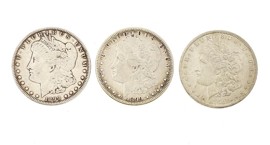 LOT OF 3 1899-P-O-S MORGAN SILVER DOLLARS