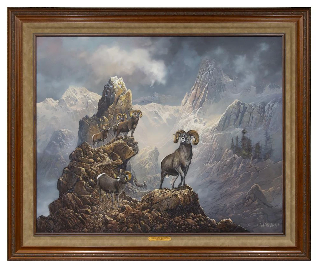 TED BLAYLOCK "HIGH COUNTRY BACHELORS" OIL ON BOARD