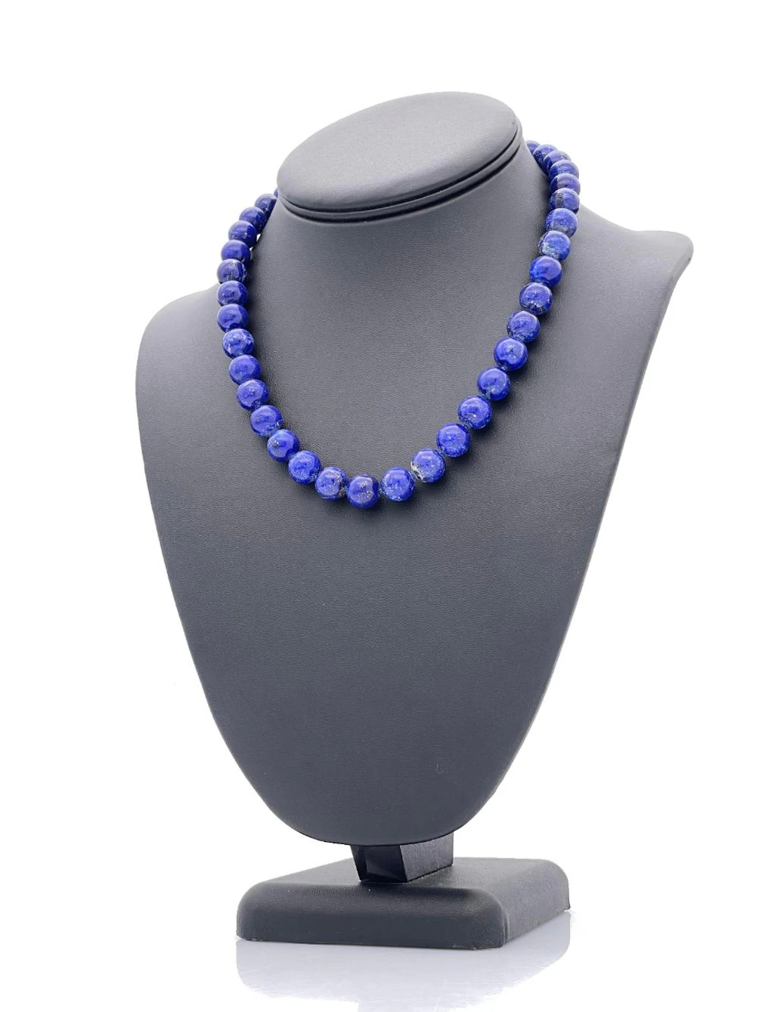 14K YELLOW GOLD LAPIS BEADED NECKLACE