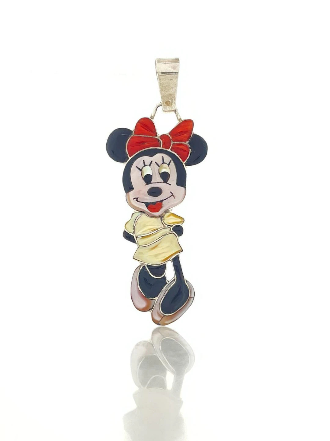 DON DEWA ZUNI STERLING SILVER INLAY MINNIE MOUSE PENDANT
