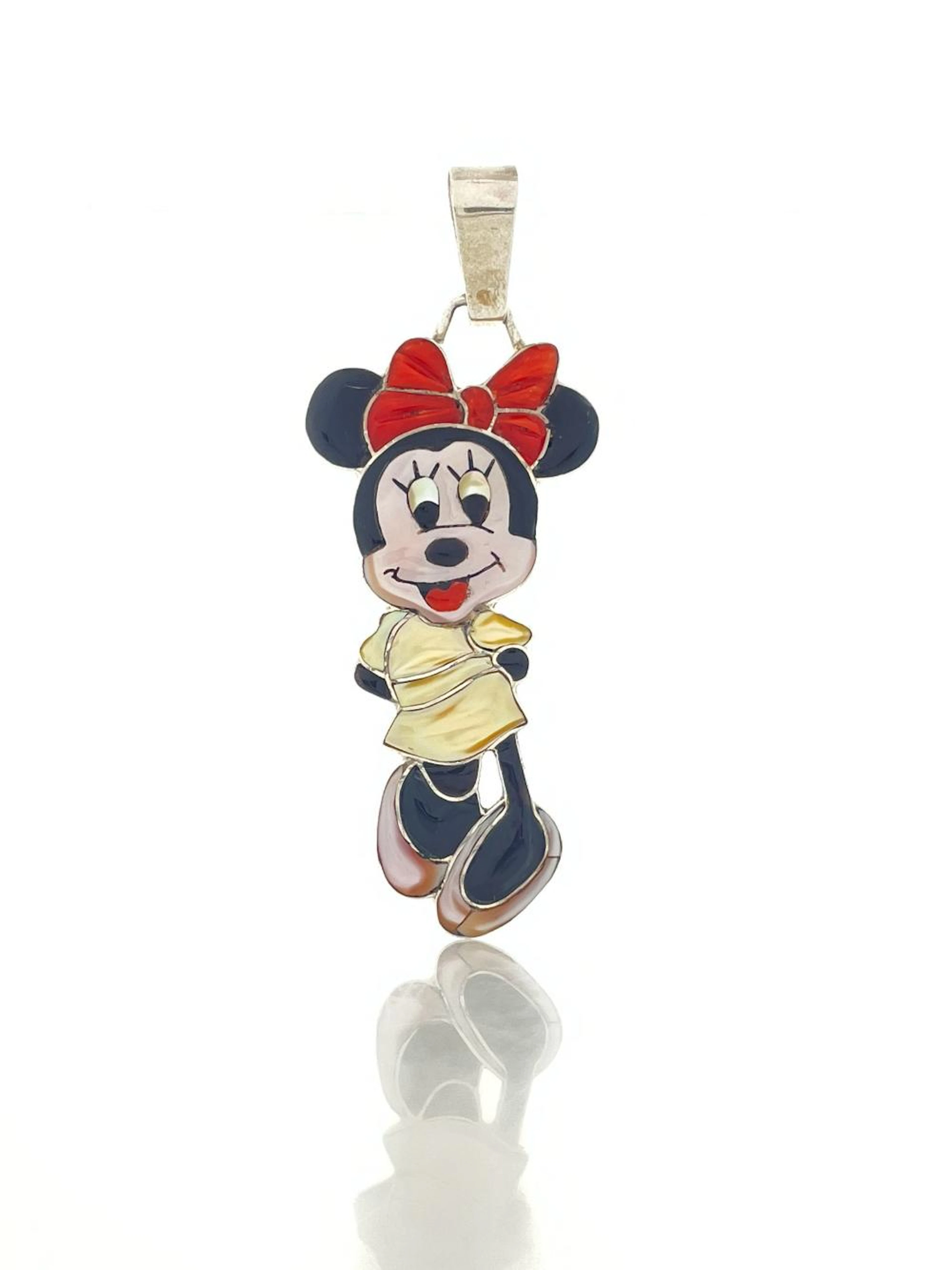 DON DEWA ZUNI STERLING SILVER INLAY MINNIE MOUSE PENDANT