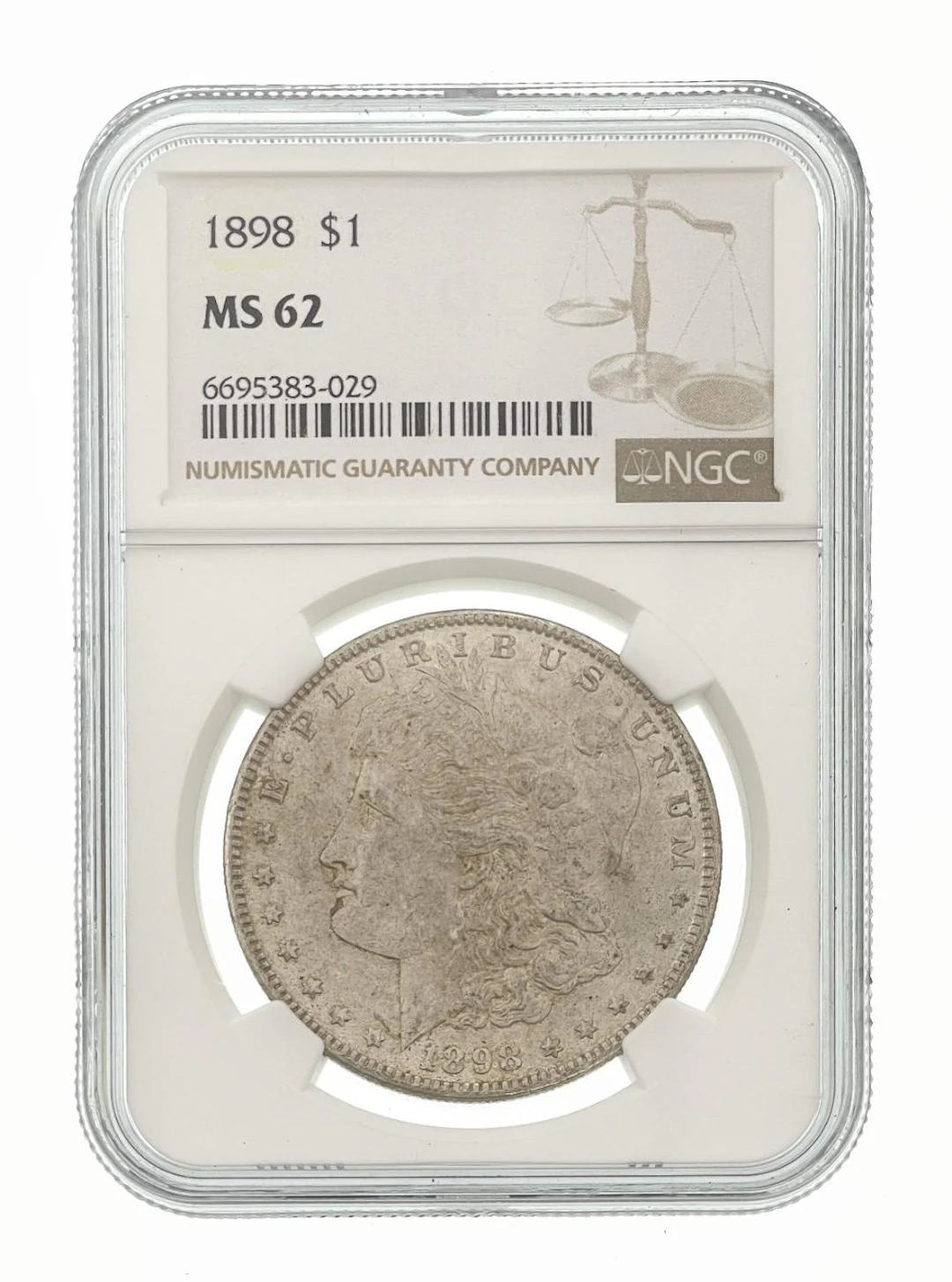 1898 MORGAN SILVER DOLLAR NGC MS62