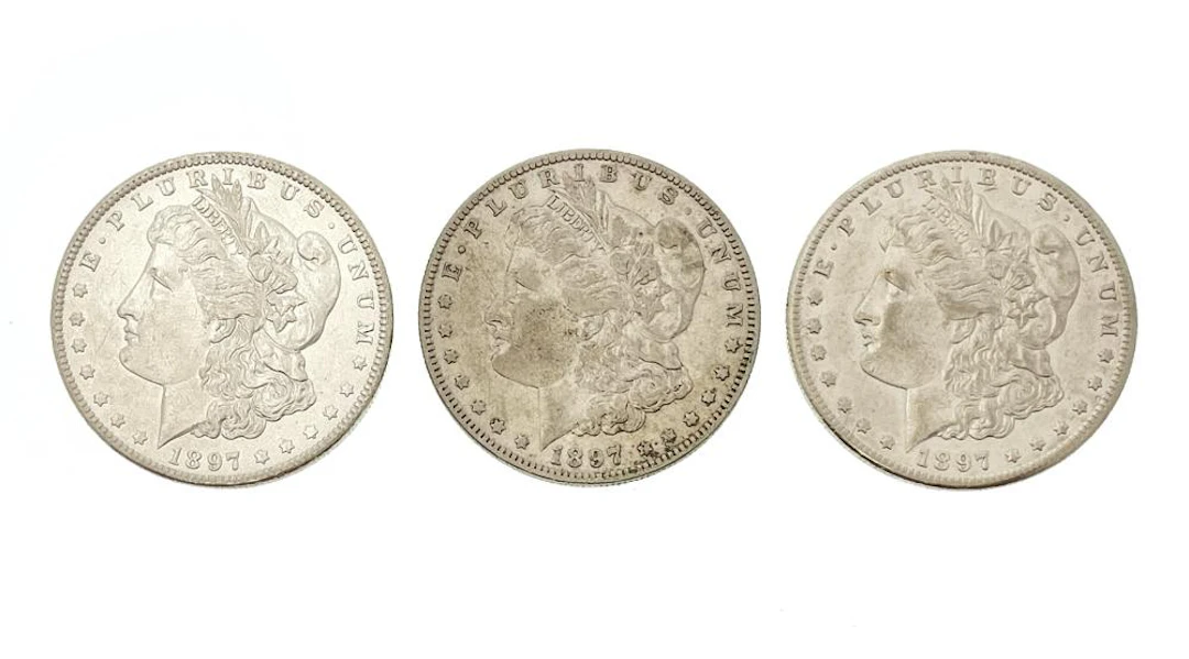 LOT OF 3 1897-P-O-S MORGAN SILVER DOLLARS