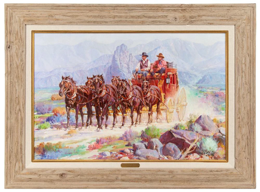 RUBEN NIETO "NOGALES - TUCSON STAGE" OIL ON CANVAS