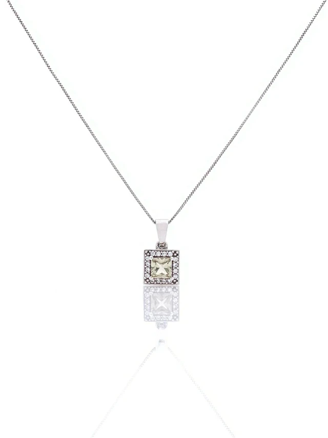 10K & 14K WHITE GOLD .40CTTW TOPAZ PENDANT NECKLACE