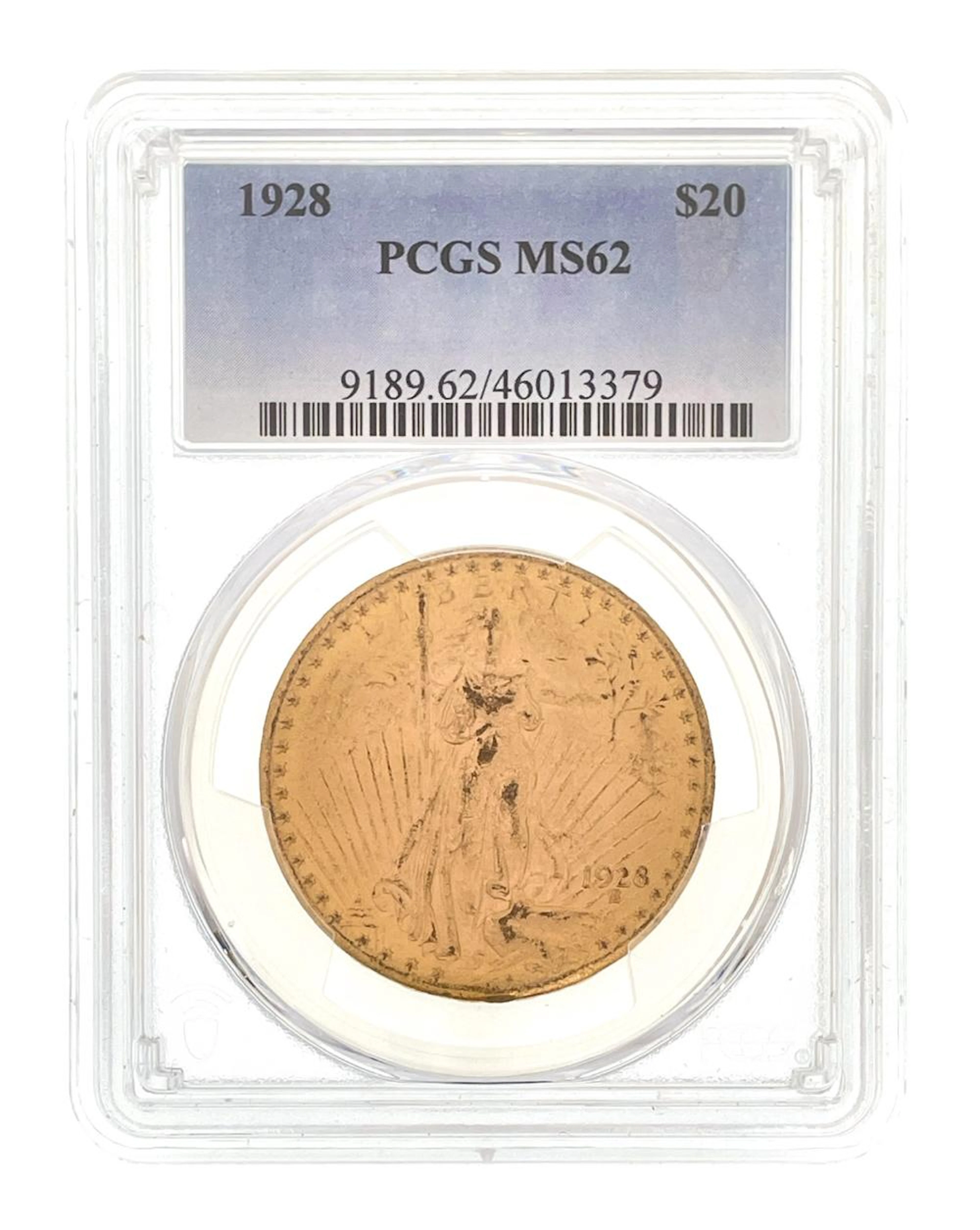 1928 $20 ST. GAUDENS GOLD DOUBLE EAGLE PCGS MS62