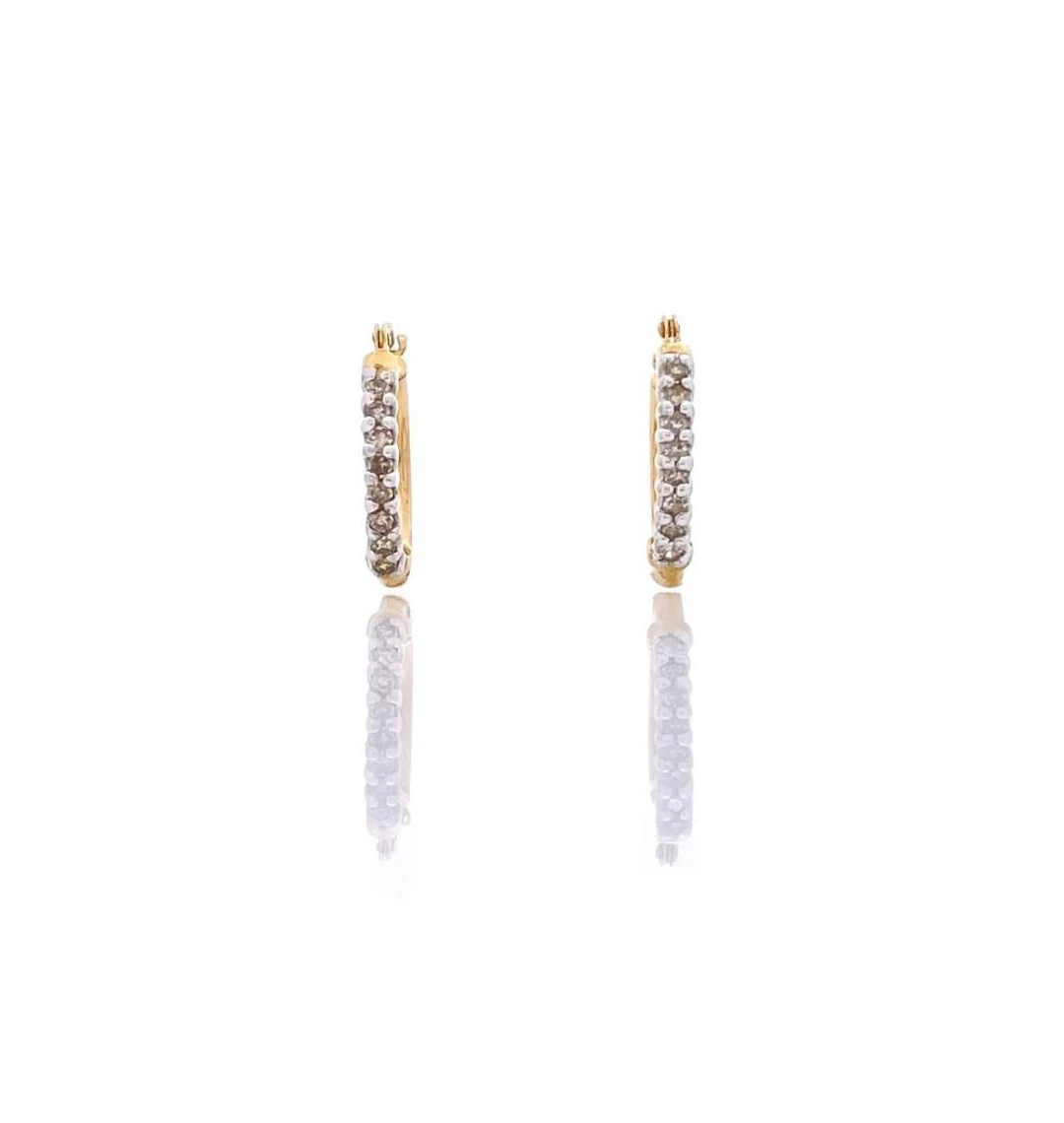 10K YELLOW GOLD DIAMOND HOOP EARRINGS