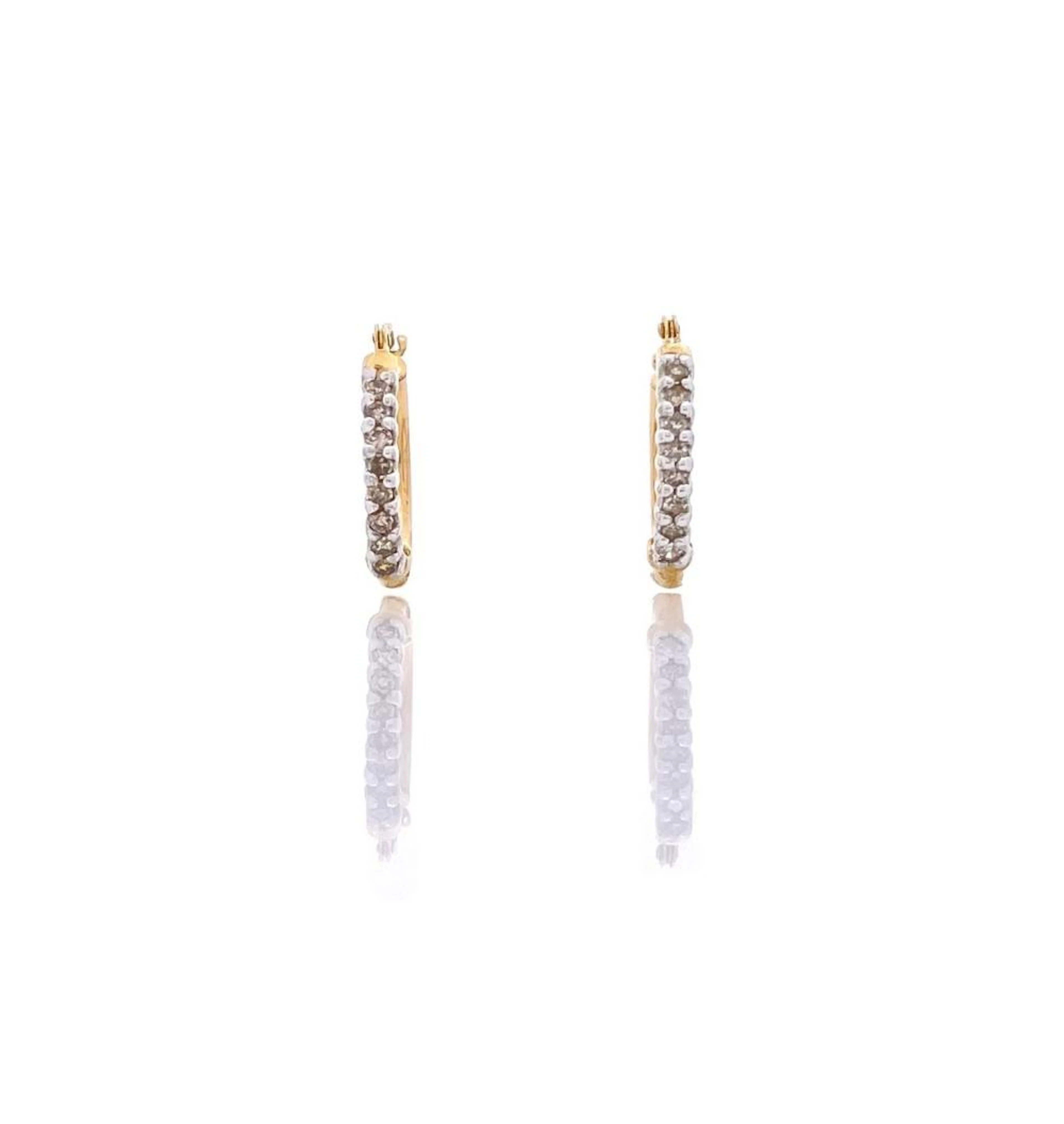 10K YELLOW GOLD DIAMOND HOOP EARRINGS