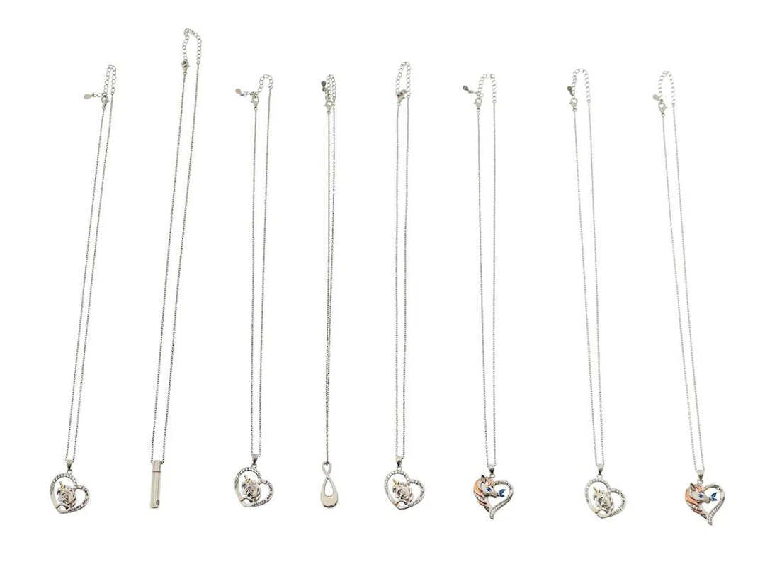 LOT OF 8 STERLING SILVER UNICORN HEART PENDANT NECKLACE