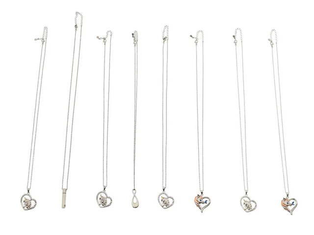 LOT OF 8 STERLING SILVER UNICORN HEART PENDANT NECKLACE