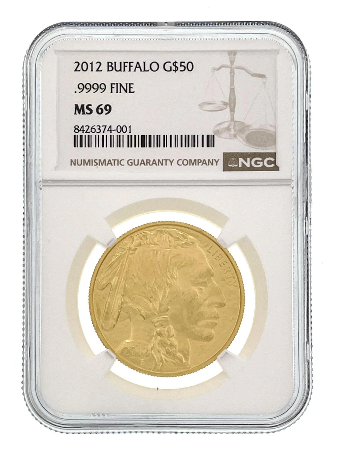 2012 $50 .999 FINE GOLD AMERICAN BUFFALO NGC MS69