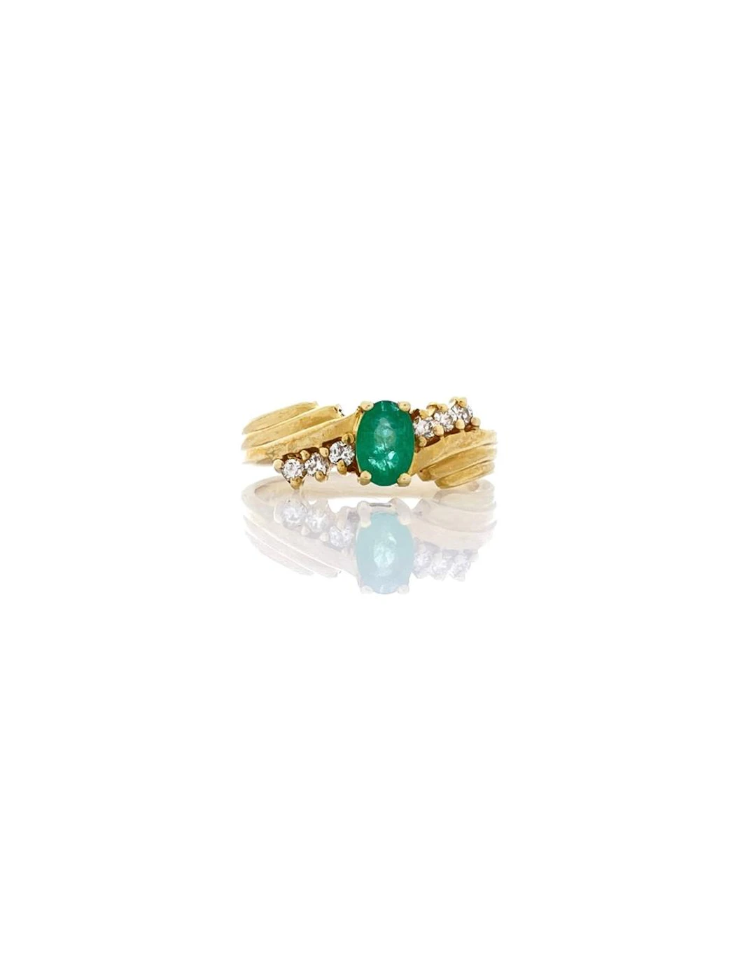 14K YELLOW GOLD .42CTTW EMERALD & DIAMOND RING