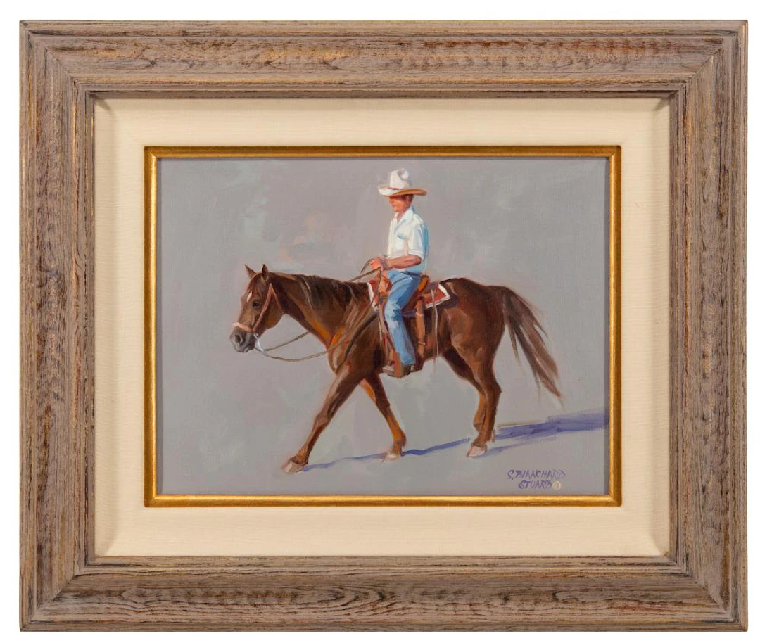 SHERRY BLANCHARD STUART "HORSE AND RIDER STUDY" OIL ON CANVAS