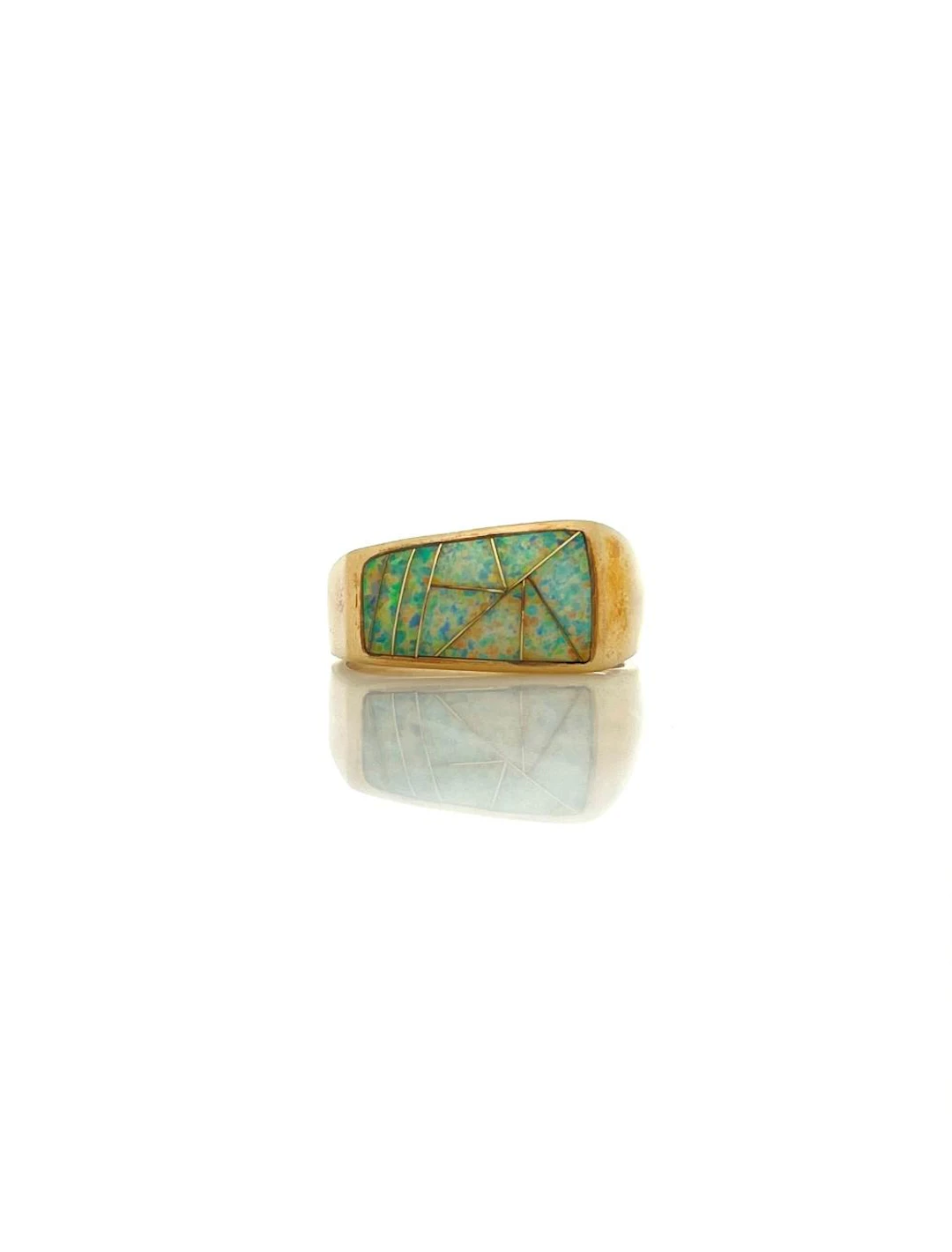 SOUTHWESTERN 14K YELLOW GOLD INLAID OPAL RING