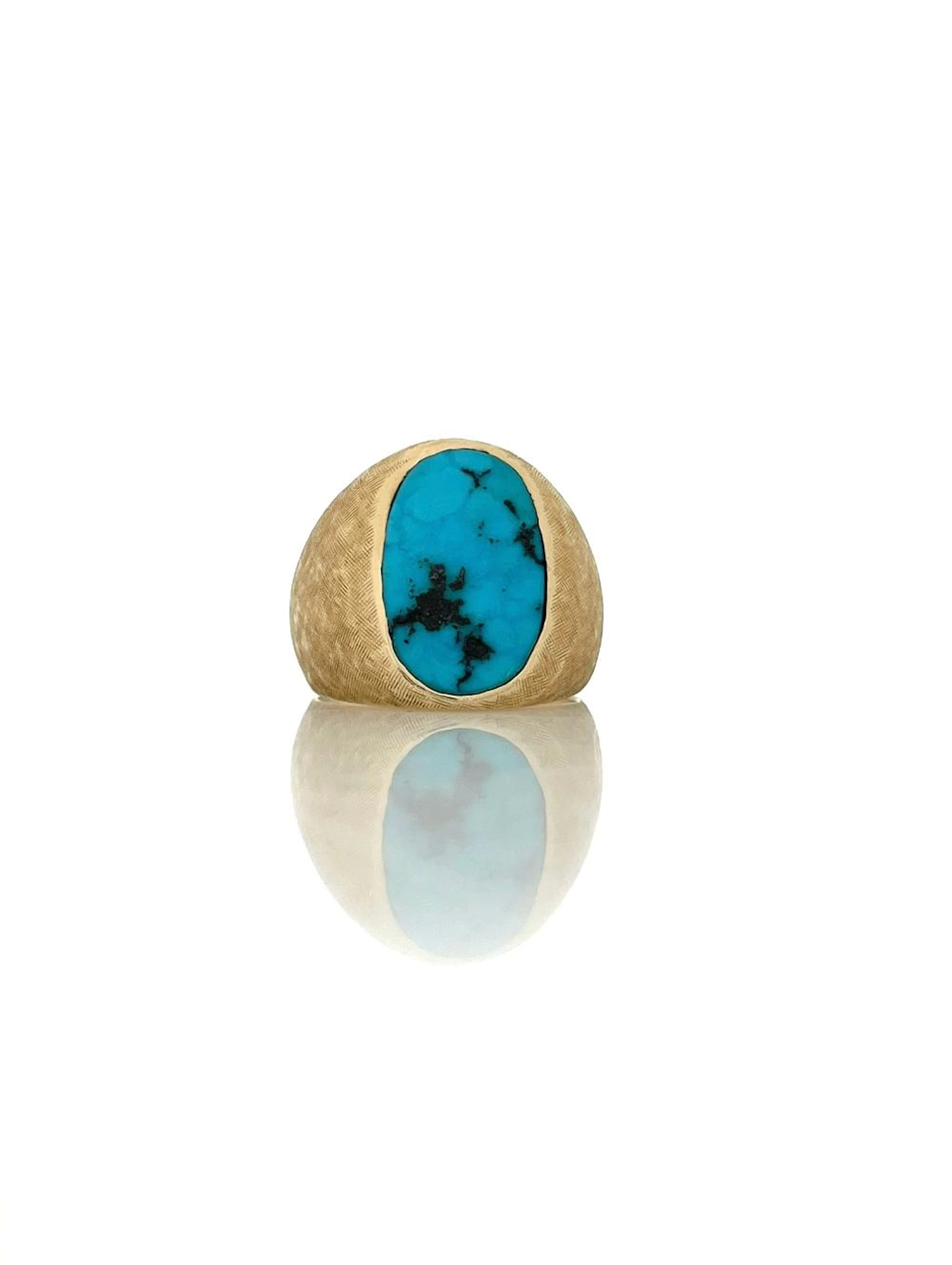 SOUTHWESTERN 14K YELLOW GOLD TURQUOISE RING