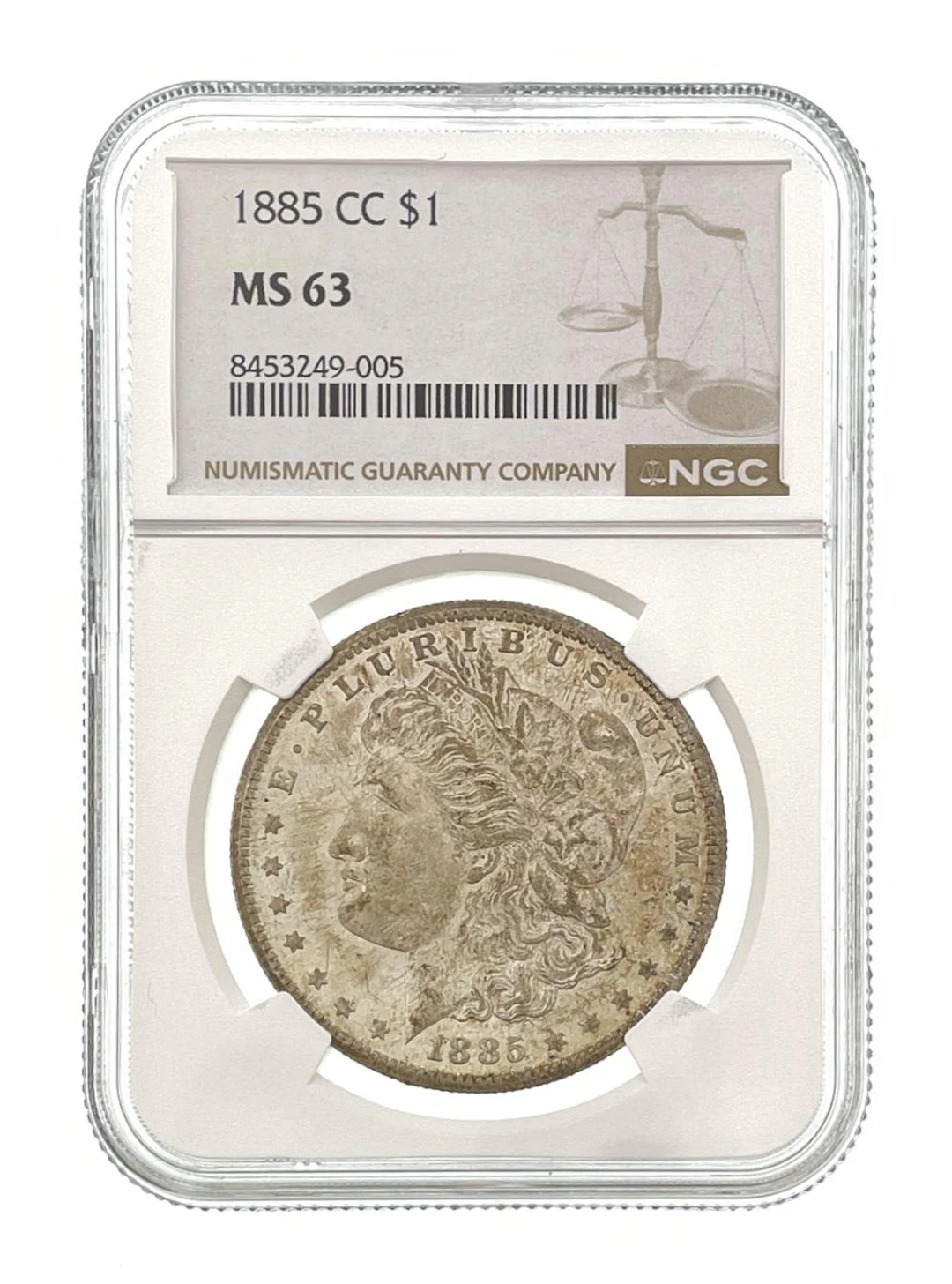 1885-CC MORGAN SILVER DOLLAR NGC MS63
