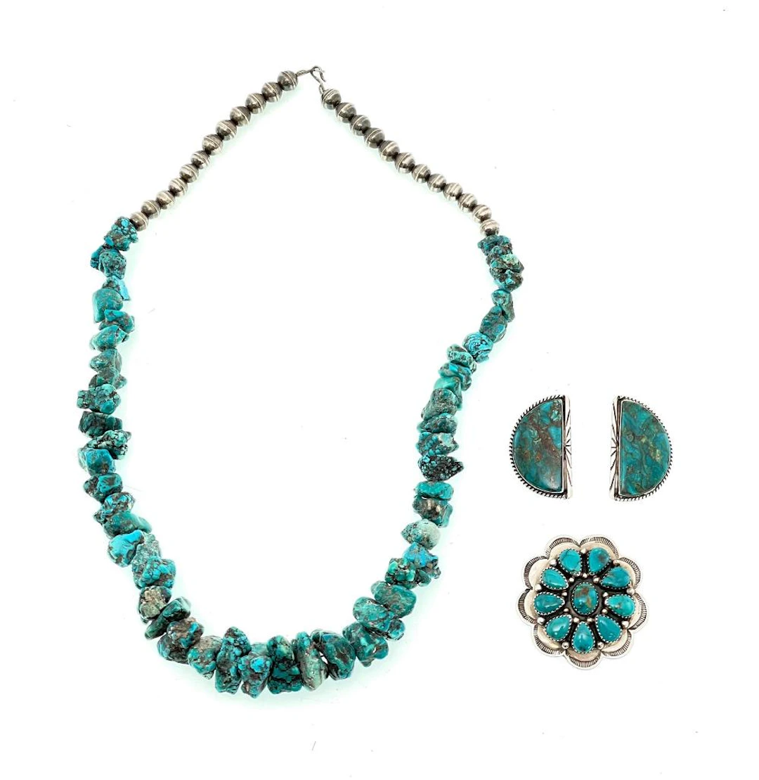 LOT OF 4 ASSORTED SOUTHWESTERN STERLING SILVER TURQUOISE JEWELRY LOT