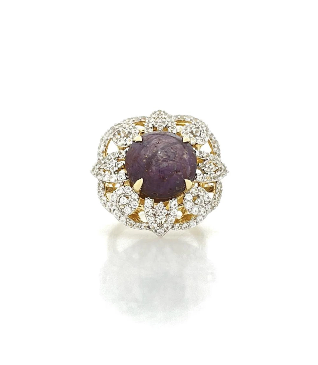 ORIANNE STERLING SILVER GOLD OVERLAY 19.14CTTW RUBY & SAPPHIRE RING