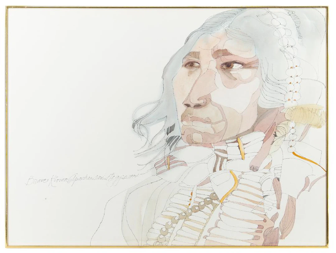 SARI STAGGS "BRAVE KIOWA APACHE" WATERCOLOR ON PAPER