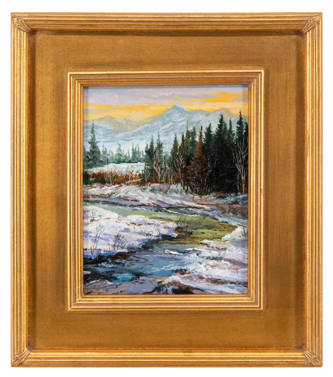 THOMAS DEDECKER "WINTER FLOW" OIL ON BOARD