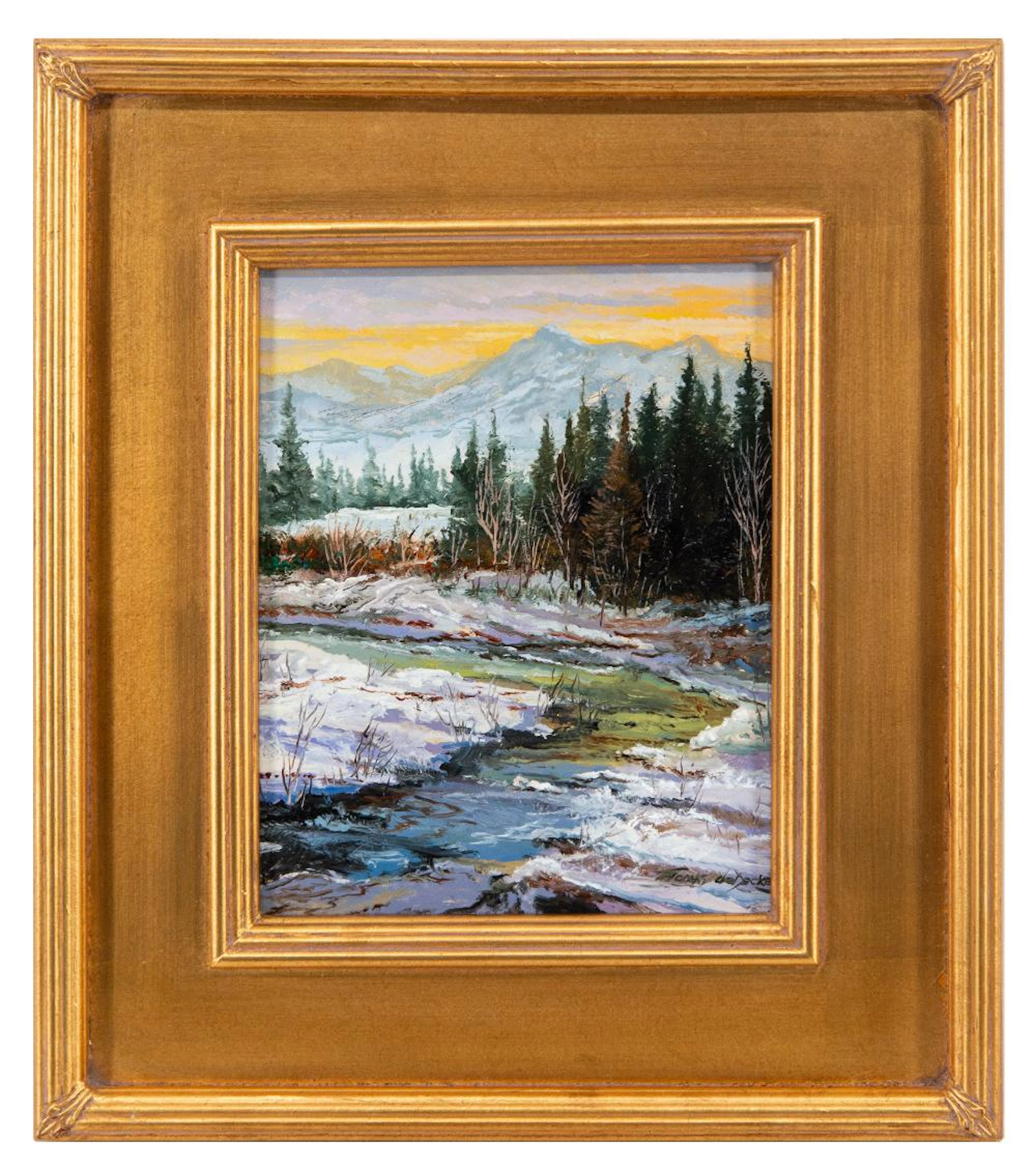 THOMAS DEDECKER "WINTER FLOW" OIL ON BOARD