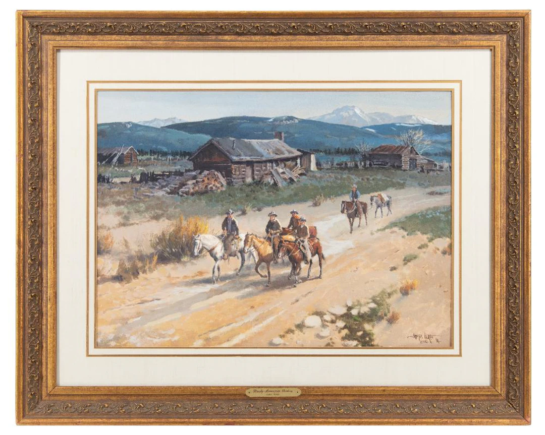 JAMES BOREN "ROCKY MOUNTAIN RIDERS" WATERCOLOR & GOUACHE ON PAPER