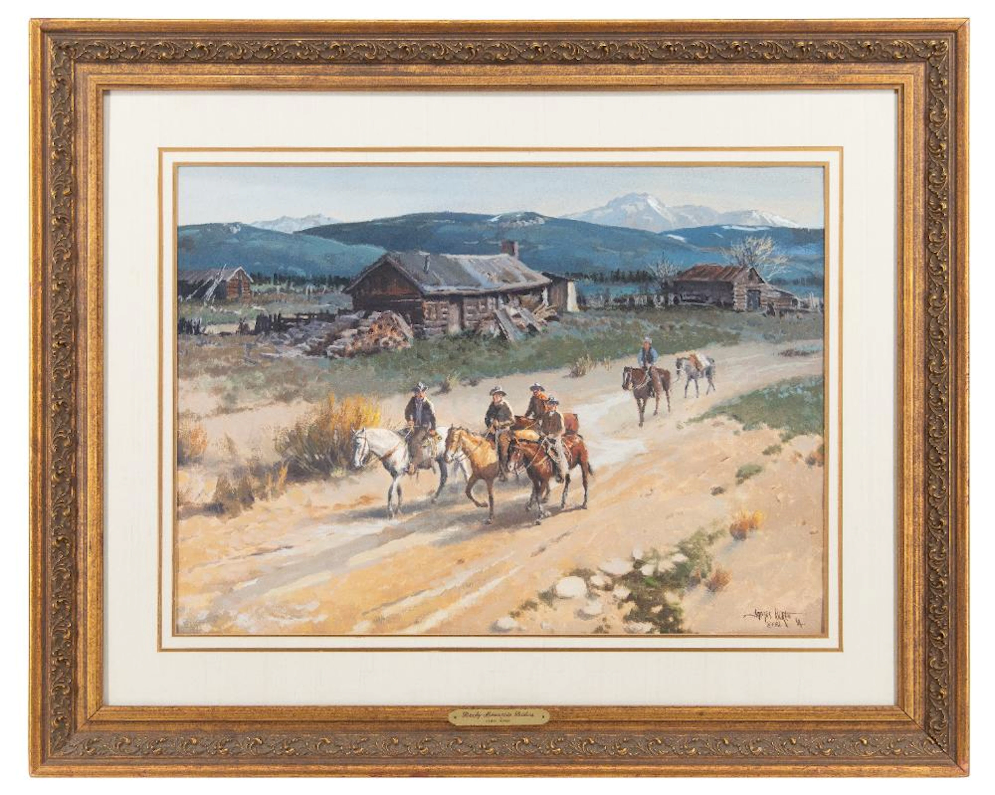 JAMES BOREN "ROCKY MOUNTAIN RIDERS" WATERCOLOR & GOUACHE ON PAPER