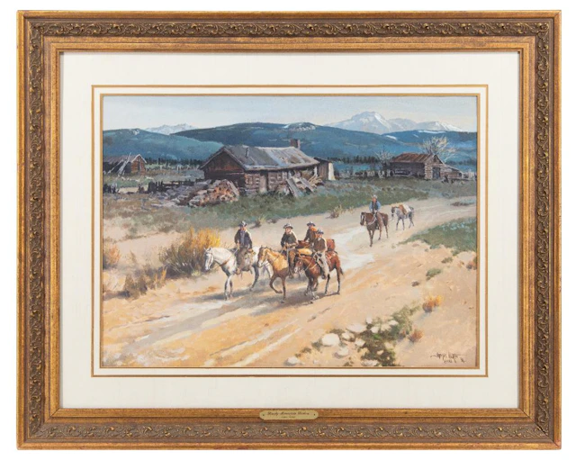 JAMES BOREN "ROCKY MOUNTAIN RIDERS" WATERCOLOR & GOUACHE ON PAPER
