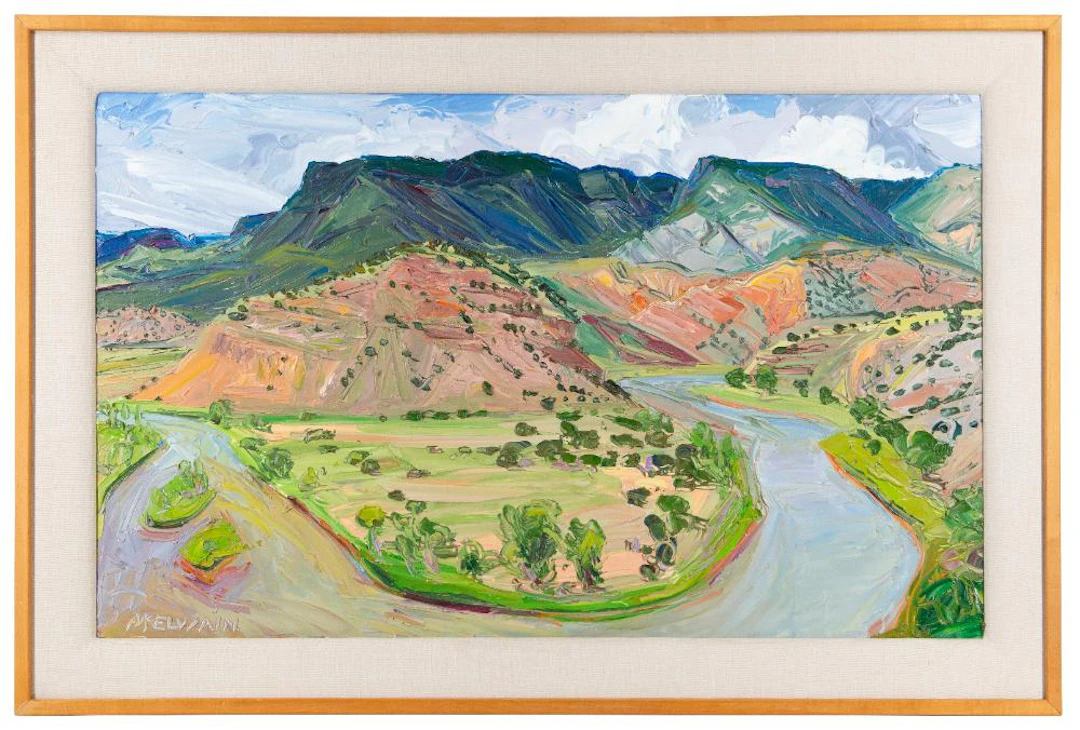 LOUISA MCELWAIN "CHAMA RIVER & ABIQUIU RED HILLS" OIL ON CANVAS
