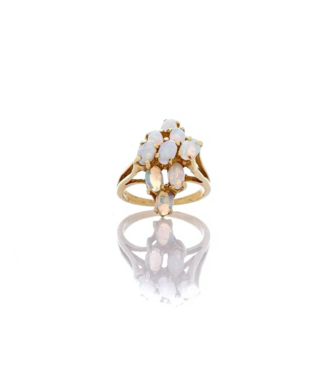 14K YELLOW GOLD 1.02CTTW OPAL CLUSTER RING