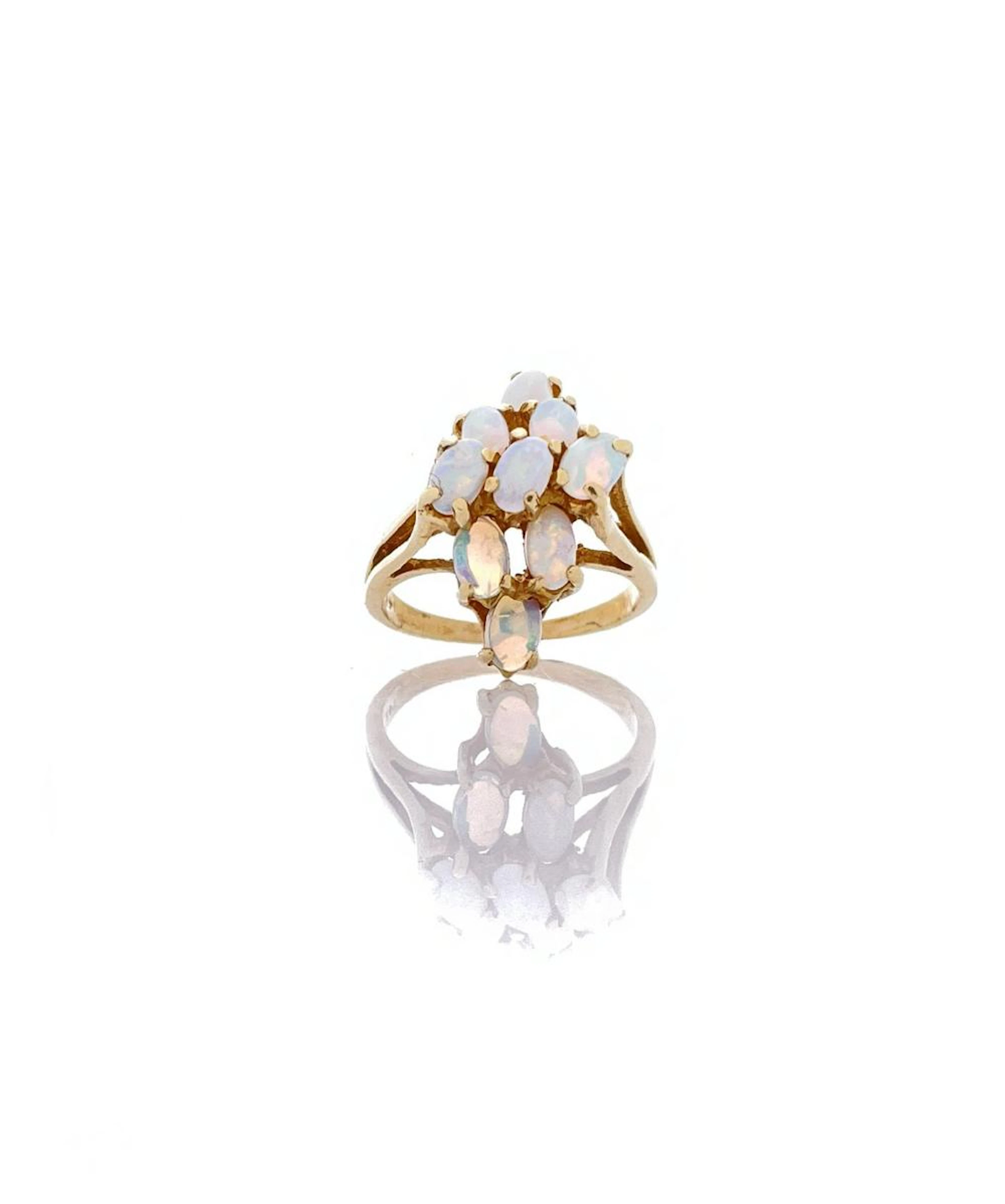 14K YELLOW GOLD 1.02CTTW OPAL CLUSTER RING