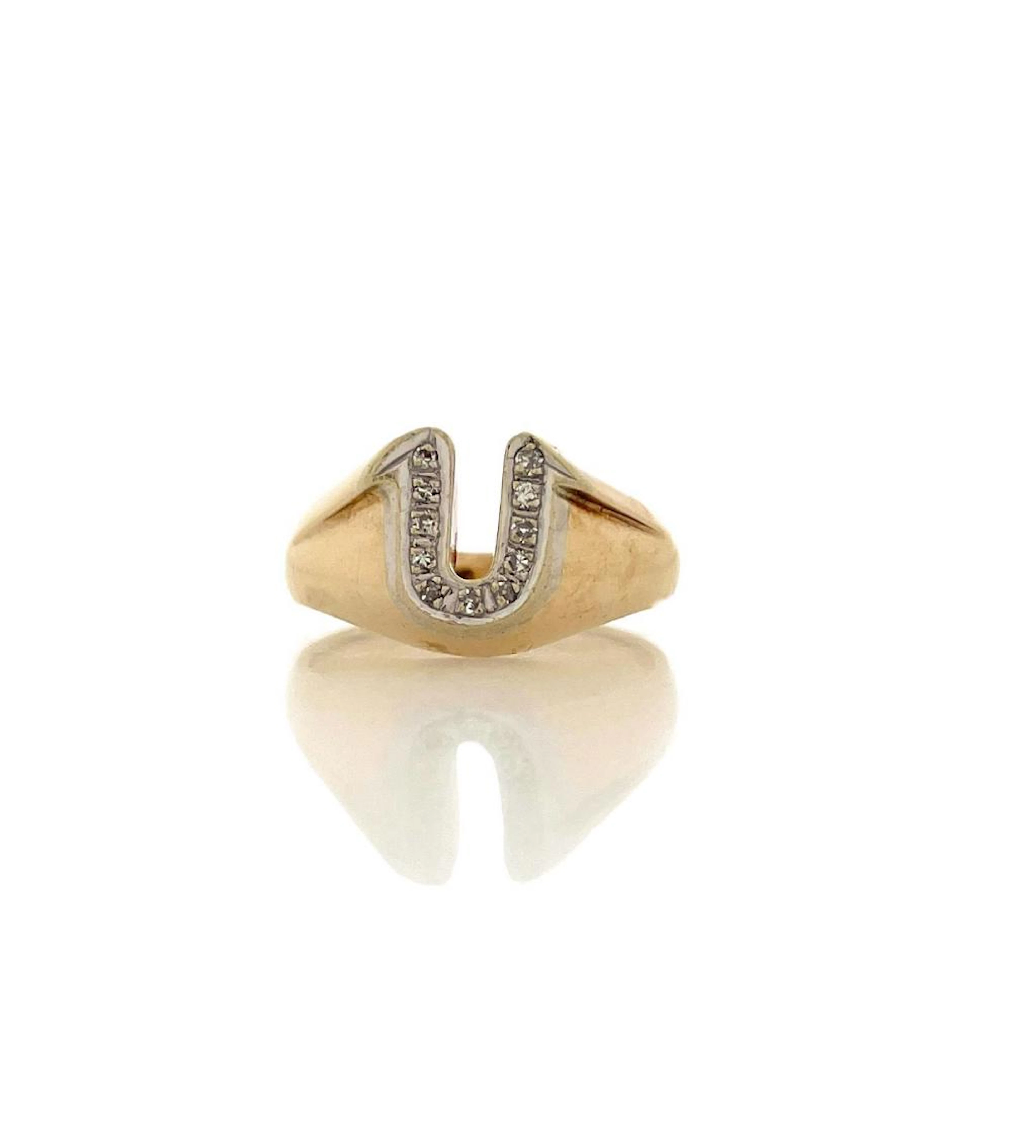 14K YELLOW GOLD DIAMOND U RING