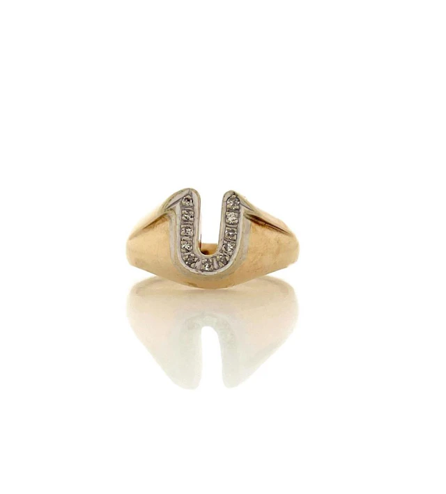 14K YELLOW GOLD DIAMOND U RING