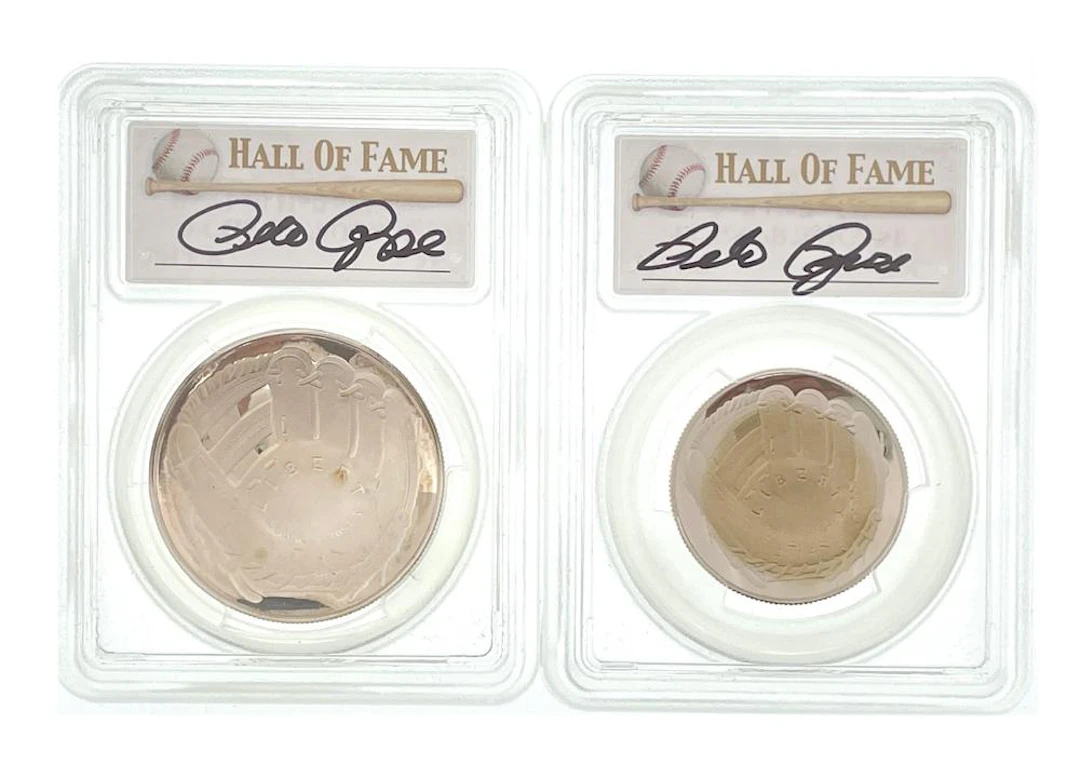 2014-P BASEBALL HALL OF FAME 'PETE ROSE' AUTOGRAPHED SILVER DOLLAR