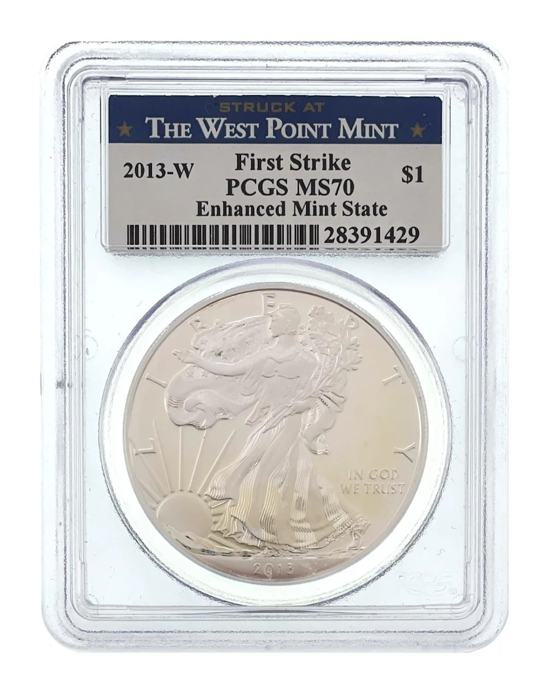 2013-W AMERICAN SILVER EAGLE FIRST STRIKE ENHANCED MINT STATE PCGS MS70