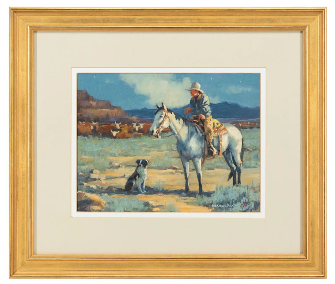 H STEVEN OIESTAD "NIGHT WRANGLER" PASTEL ON PAPER