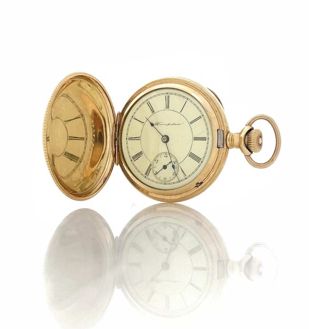 CIRCA 1903 HAMPDEN GRADE NO. 213 POCKET WATCH IN DUEBER 14K GOLD-FILLED CASE