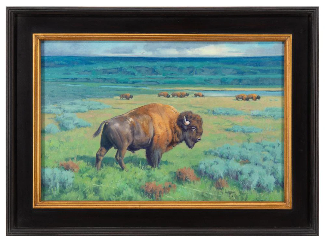KEITH HUEY "WILD IN WYOMING" OIL ON CANVAS