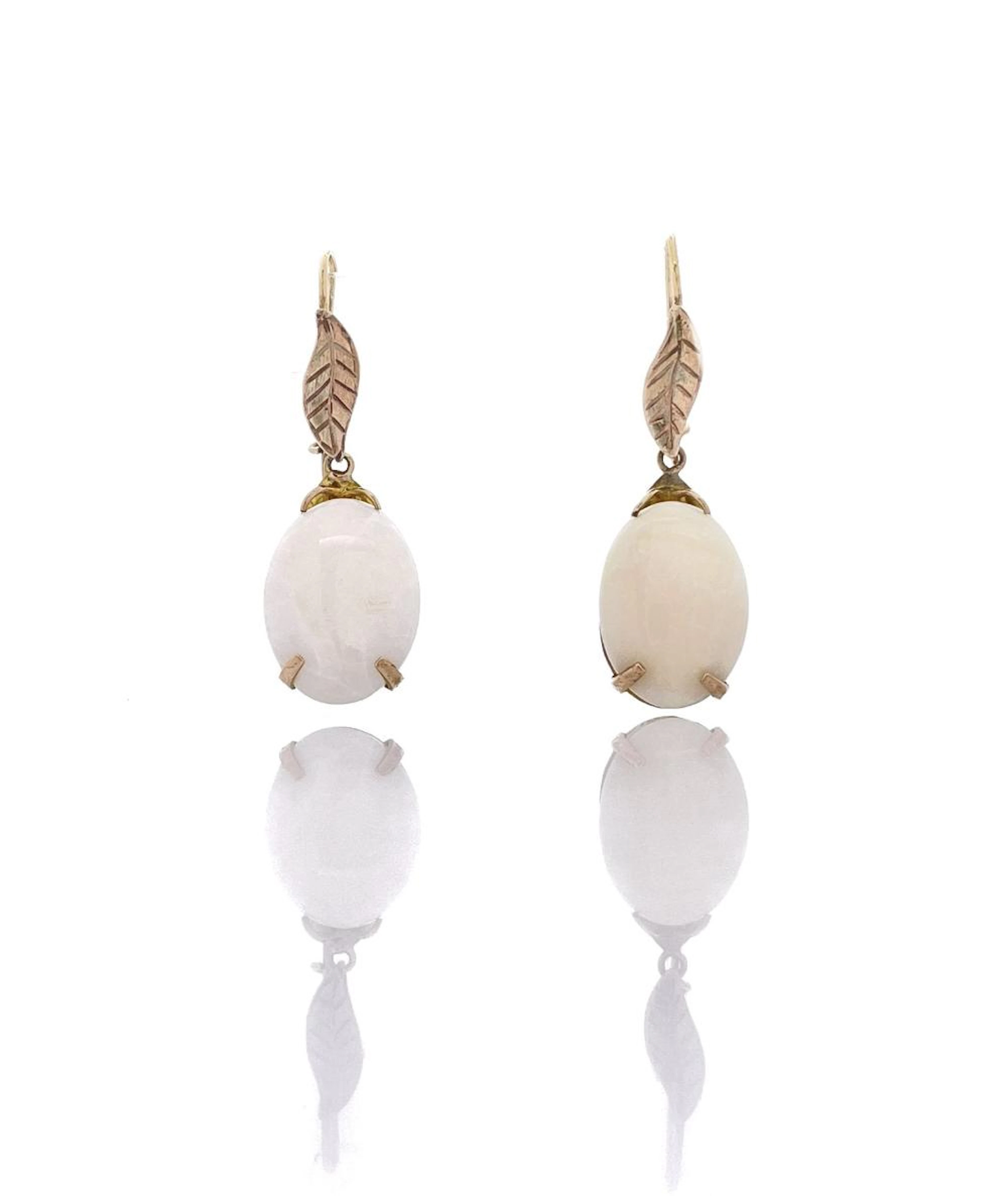14K YELLOW GOLD 2.70CTTW WHITE OPAL DANGLE EARRINGS