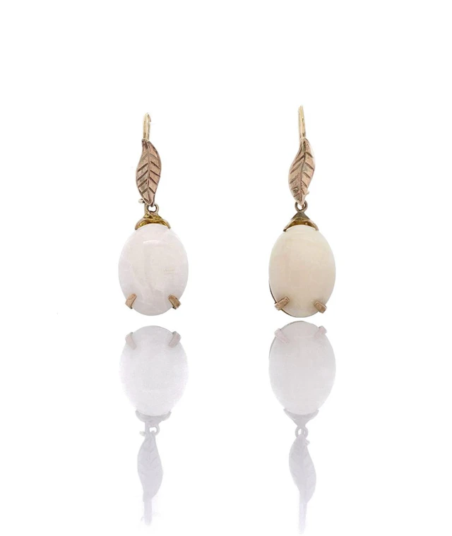 14K YELLOW GOLD 2.70CTTW WHITE OPAL DANGLE EARRINGS